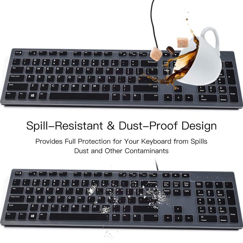 imComor Keyboard Cover for Dell KM636 Wireless & Dell KB216 Wired Keyboard/Dell Optiplex 5250 3050 3240 5460 7450 7050/Dell Inspiron AIO 3475/3670/3477 All-in one Desktop Keyboard Cover, Black - Image 5